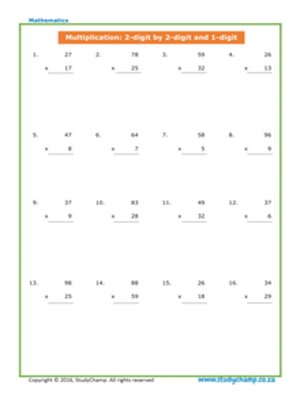 cover image of Multiplication: 2-Digit By 2- Or 1-Digit